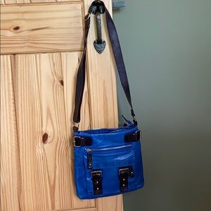 Blue Danier leather cross body purse